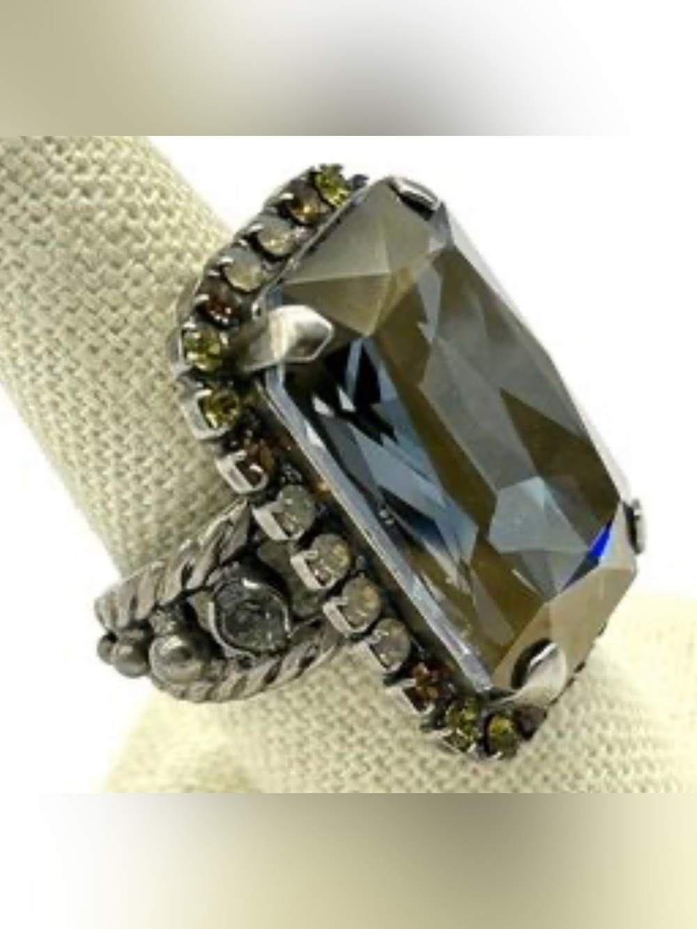 Sorrelli Smoky Crystal Ring with Olive Accent Stones